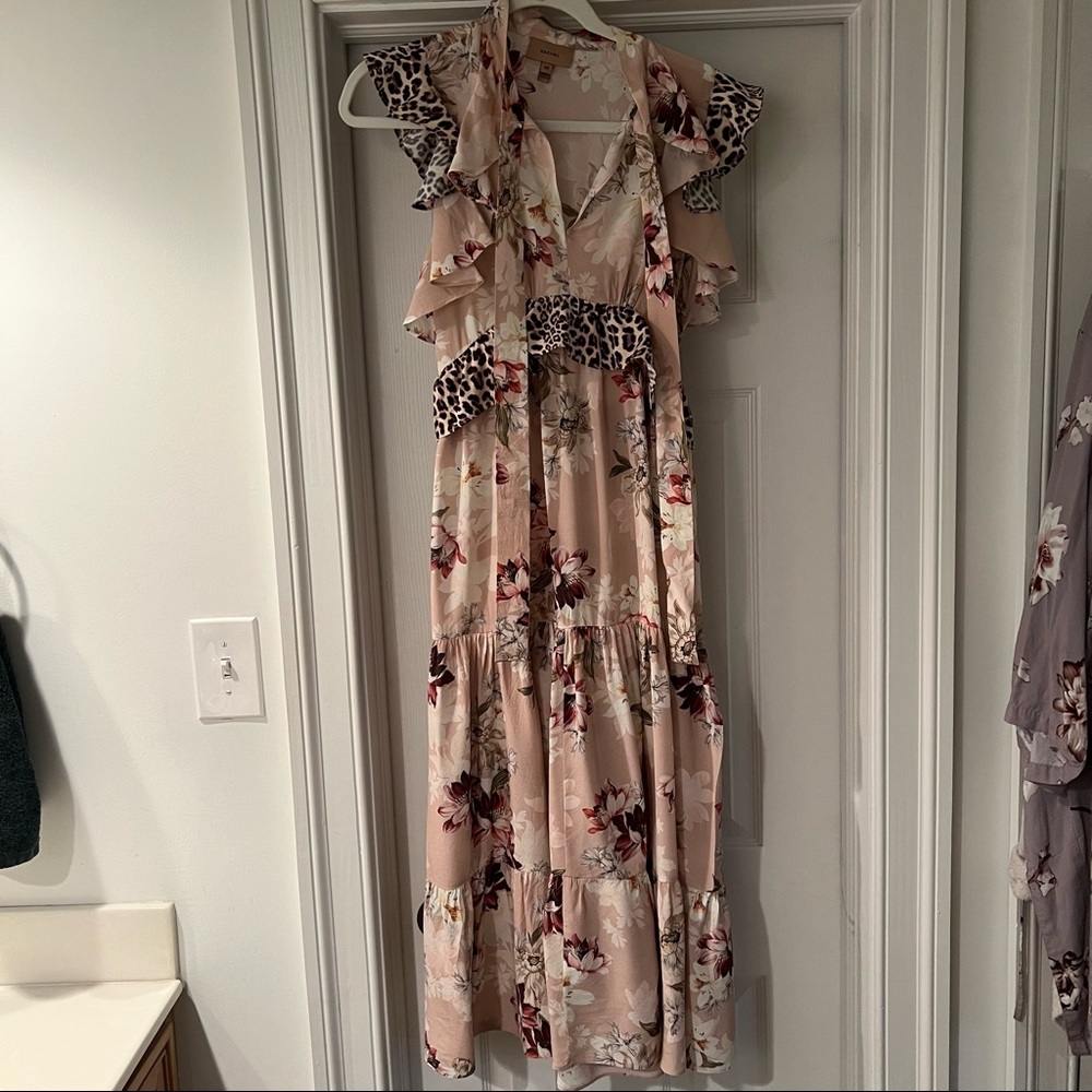 Karchel/Anthropologie Sedona leopard floral silk dress